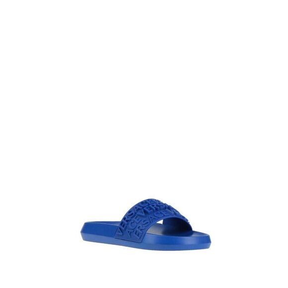 Versace Men's Blue Rubber Logo Pool Slides Sandals Designer Size 43 / 10 NIB - Picture 4 of 5